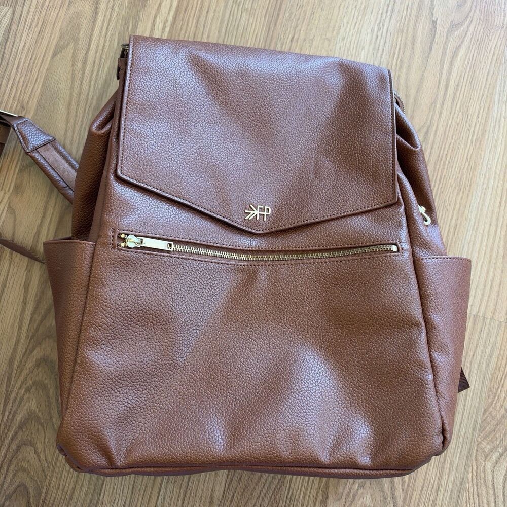 Freshly Picked Convertible Classic Diaper Bag ll Backpack Cognac Brown Leather - Picture 2 of 16
